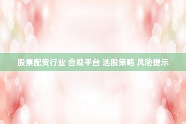 股票配资行业 合规平台 选股策略 风险提示
